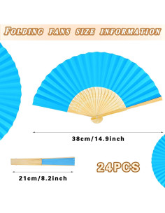 Ventiladores de Papel Plegables Azules WYTAOHZL - 24 Piezas 2