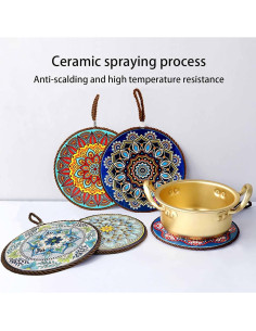 5 Trivetes de Cerámica JGZTJXNK Redondos 17cm Antideslizantes 2