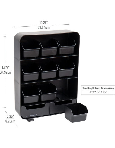 Organizador de Bolsas de Té Mind Reader 11 Cajones Negro