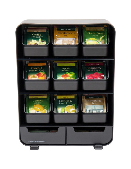 Organizador de Bolsas de Té Mind Reader 11 Cajones Negro