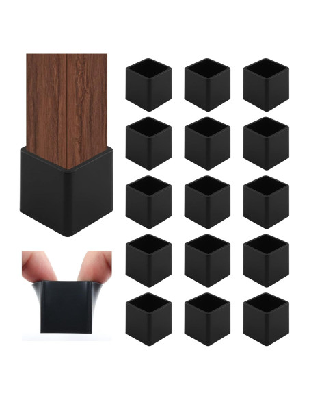 16 Tapones de Pierna de Silla HARSKIYER 20x20mm Negros