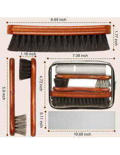 Juego de 4 cepillos para zapatos Pylevemv - Pelo de caballo 2