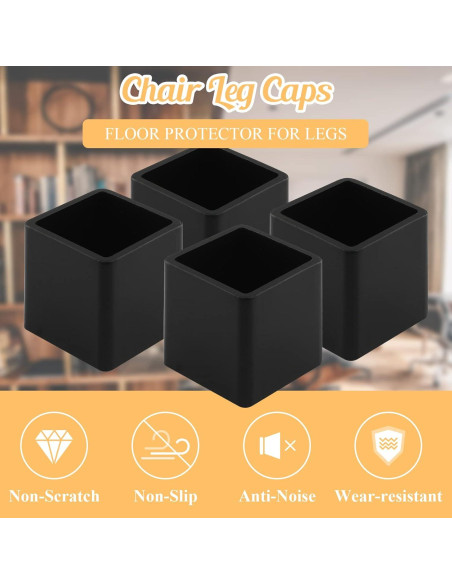16 Tapones de Pierna de Silla HARSKIYER 20x20mm Negros