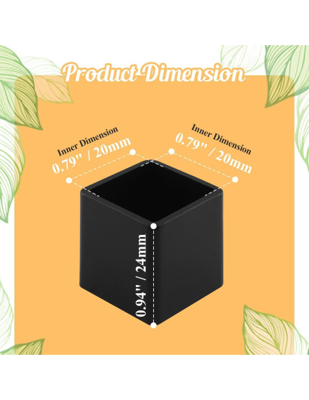 16 Tapones de Pierna de Silla HARSKIYER 20x20mm Negros