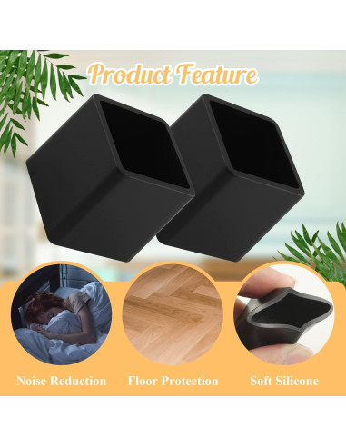 16 Tapones de Pierna de Silla HARSKIYER 20x20mm Negros