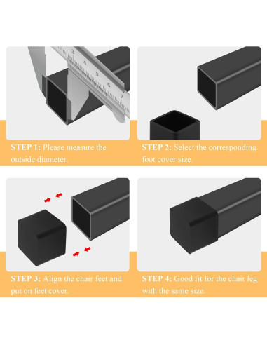 16 Tapones de Pierna de Silla HARSKIYER 20x20mm Negros