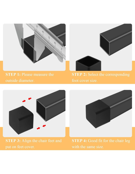 16 Tapones de Pierna de Silla HARSKIYER 20x20mm Negros