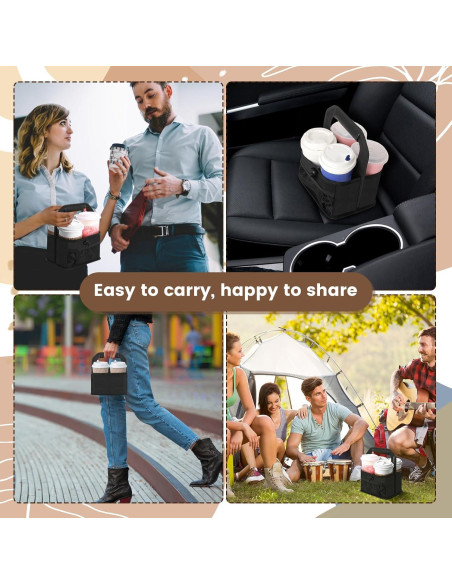 Portavasos Reutilizable slcinwzdt Negro para 4 Bebidas