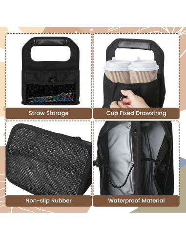 Portavasos Reutilizable slcinwzdt Negro para 4 Bebidas