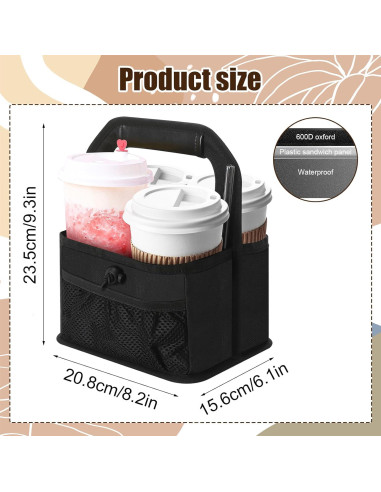 Portavasos Reutilizable slcinwzdt Negro para 4 Bebidas