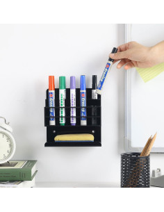 Soporte de Marcadores de Acrílico Negro MyGift con Bandeja para Borrador 2