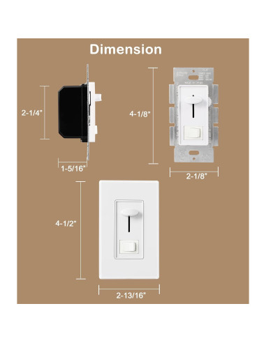 Regulador de Luz Deslizante Cloudy Bay 600W Blanco