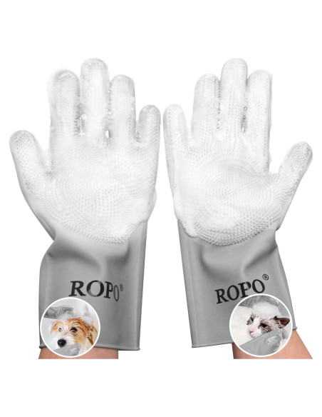 Guantes de Silicona ROPO para Cuidado de Mascotas - Gris