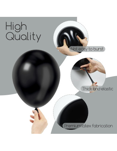 Kit de Arco de Globos Negros 120pcs - Decoración Fiesta Cumpleaños