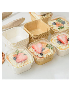 50 Moldes para Hornear Roppolo 5oz con Tapa Transparente