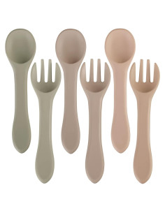 Juego de 6 Utensilios de Silicona Nuenen para Bebés 6+ Meses