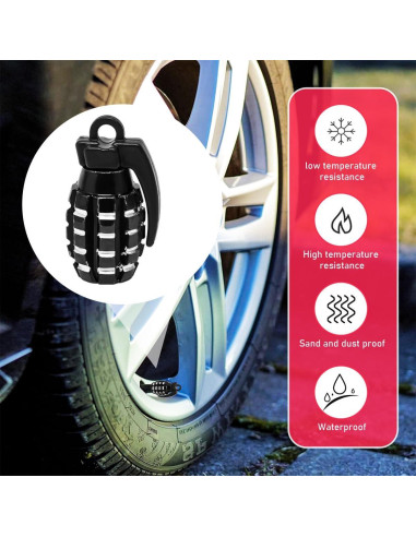 4 Tapones de Válvula de Neumático de Coche Povtii - Negro