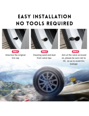 4 Tapones de Válvula de Neumático de Coche Povtii - Negro