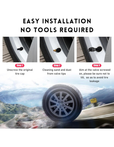 4 Tapones de Válvula de Neumático de Coche Povtii - Negro