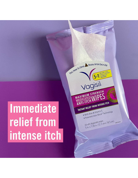 Toallitas Vaginales Medicadas Vagisil 20 Unidades Alivio Picazón