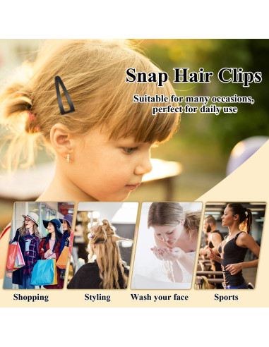 10 Clips de Metal para el Cabello Sightor - Doble Agarre Negro