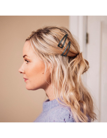 10 Clips de Metal para el Cabello Sightor - Doble Agarre Negro