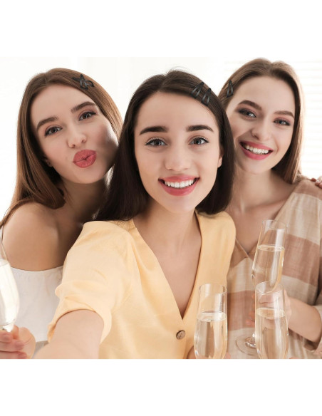 10 Clips de Metal para el Cabello Sightor - Doble Agarre Negro