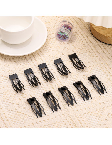 10 Clips de Metal para el Cabello Sightor - Doble Agarre Negro