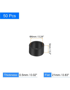 50 Piezas Bandas de Goma de Silicona uxcell 6x5mm Negras 2