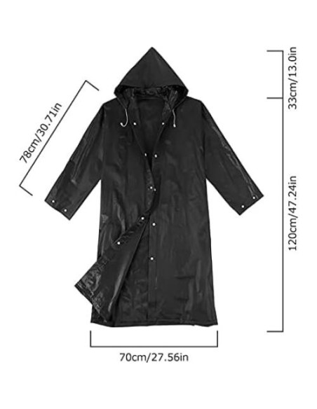2 Ponchos de Lluvia Reutilizables Roctee para Adultos - Negro