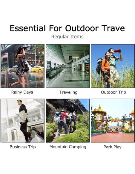 2 Ponchos de Lluvia Reutilizables Roctee para Adultos - Negro