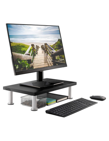 Soporte de Monitor de Bambú The Office Oasis - Elevador Ergonomico Negro