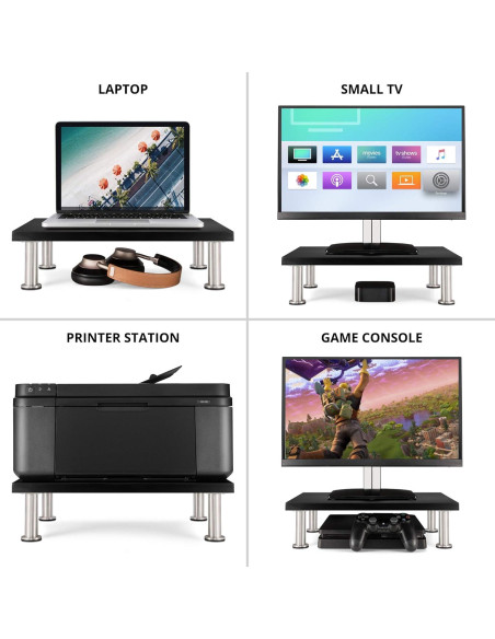 Soporte de Monitor de Bambú The Office Oasis - Elevador Ergonomico Negro