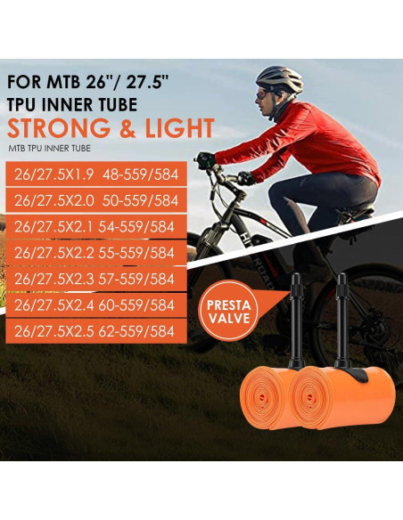 Tubo Interno TPU ACEROMT 700c x 18-32c con Válvulas Presta 45mm