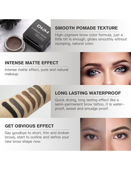 Kit de Pomada para Cejas BEFIVECOK 4g Resistente al Agua Ébano