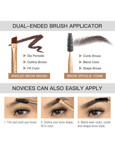 Kit de Pomada para Cejas BEFIVECOK 4g Resistente al Agua Ébano