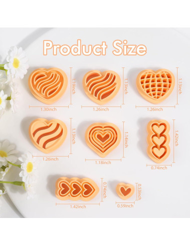 Cortadores de Arcilla de Polímero Puocaon Corazón - 8 Piezas