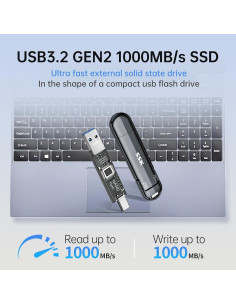 SSD Externo SSK 256GB USB C 3.2, Velocidad 1000MB/s 2