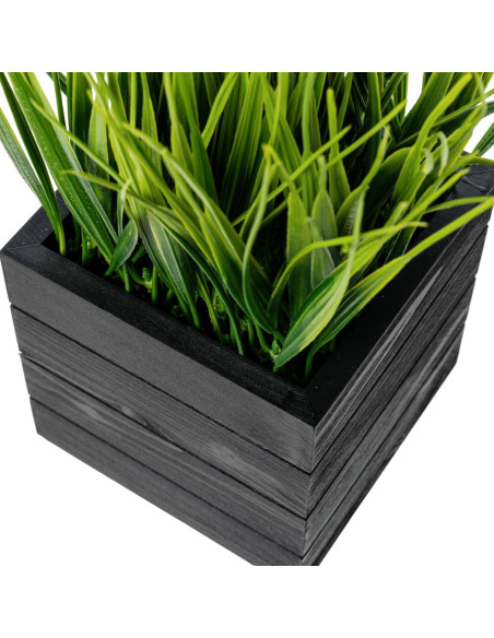 Juego de 3 Plantas de Césped Artificial MyGift en Cajas de Madera