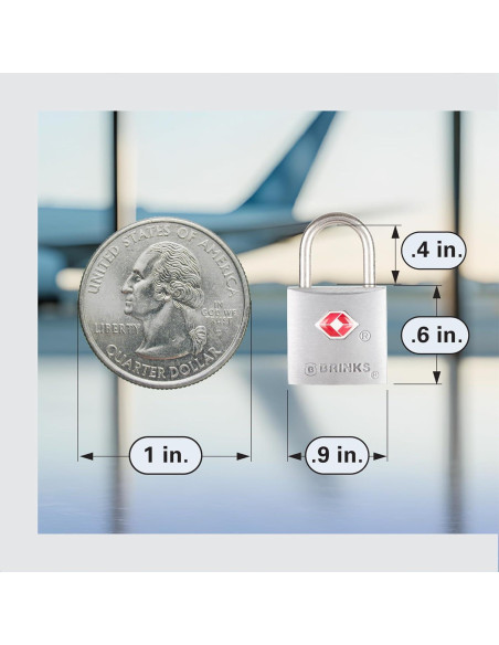 Candado TSA BRINKS 22mm Aluminio Niquelado Paquete de 2