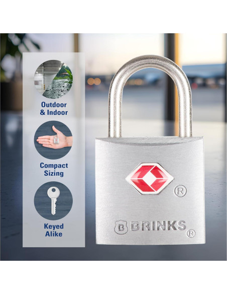 Candado TSA BRINKS 22mm Aluminio Niquelado Paquete de 2