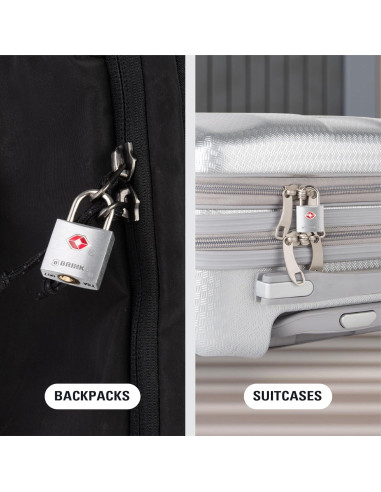 Candado TSA BRINKS 22mm Aluminio Niquelado Paquete de 2