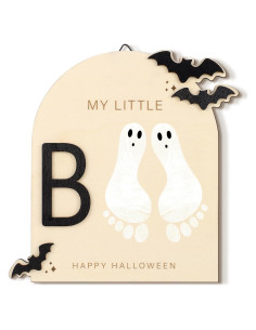 Cartel de Huellas de Bebé DIY Halloween Little Boo 19x18cm
