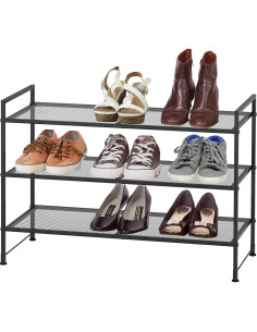 Estante para zapatos Simple Houseware 3 niveles apilable negro 2