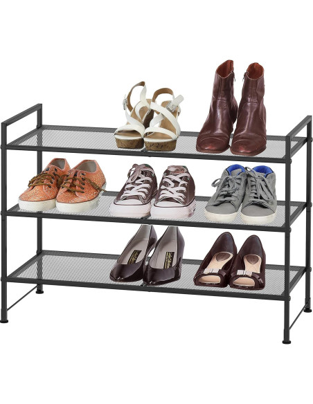Estante para zapatos Simple Houseware 3 niveles apilable negro