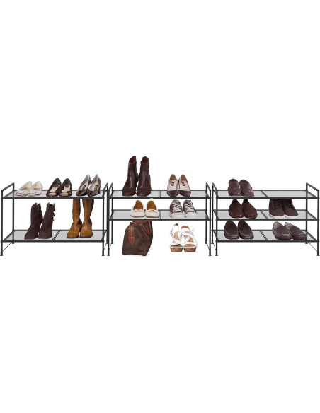 Estante para zapatos Simple Houseware 3 niveles apilable negro