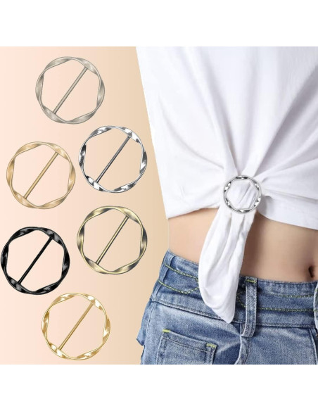 18 Clips Redondos de Metal para Bufandas y Camisas - 6 Colores