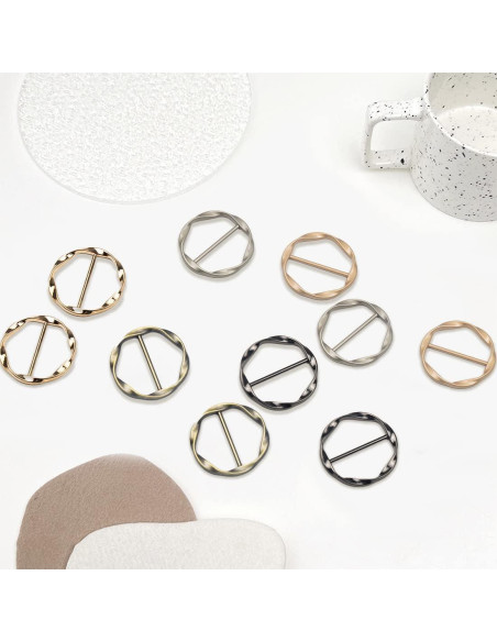18 Clips Redondos de Metal para Bufandas y Camisas - 6 Colores