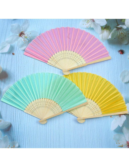 Aneco 18 Abanicos Plegables de Tela y Bambú 21 cm 18 Colores