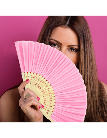 Aneco 18 Abanicos Plegables de Tela y Bambú 21 cm 18 Colores